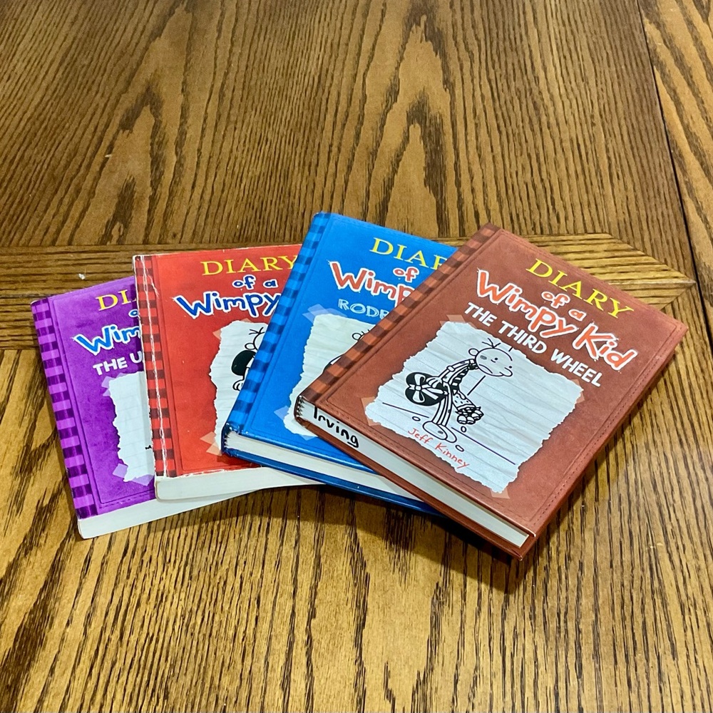 4 DIARY of a WIMPY KID novels hardcover & paperback books